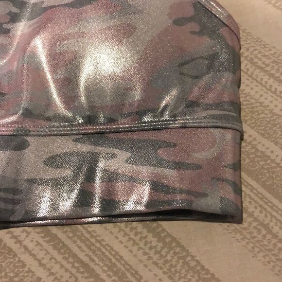 PrismSport Pink/Gray Shiny Camouflage Padded Sports Bra - Picture 4 of 7